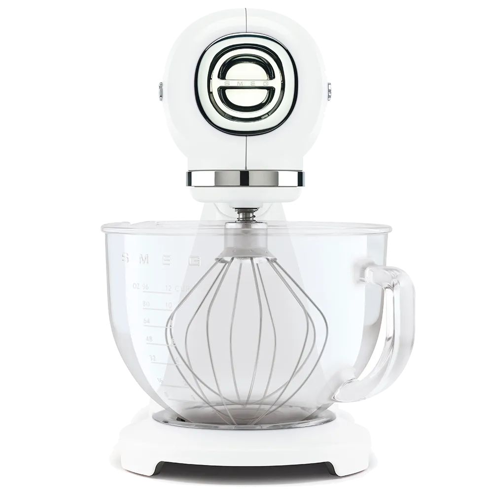 SMEG מיקסר עומד בצבע לבן עם קערה מזכוכית מסדרת 50's Retro Style,תוצרת SMEG דגם SMF13WHUK — תמונה 2